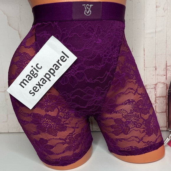 Victoria's Secret Other - VS XS M L LOGO RHINESTONES CRYSTALS SHINE PATCH BOXER BRIEF PANTY SHORTS PURPLE